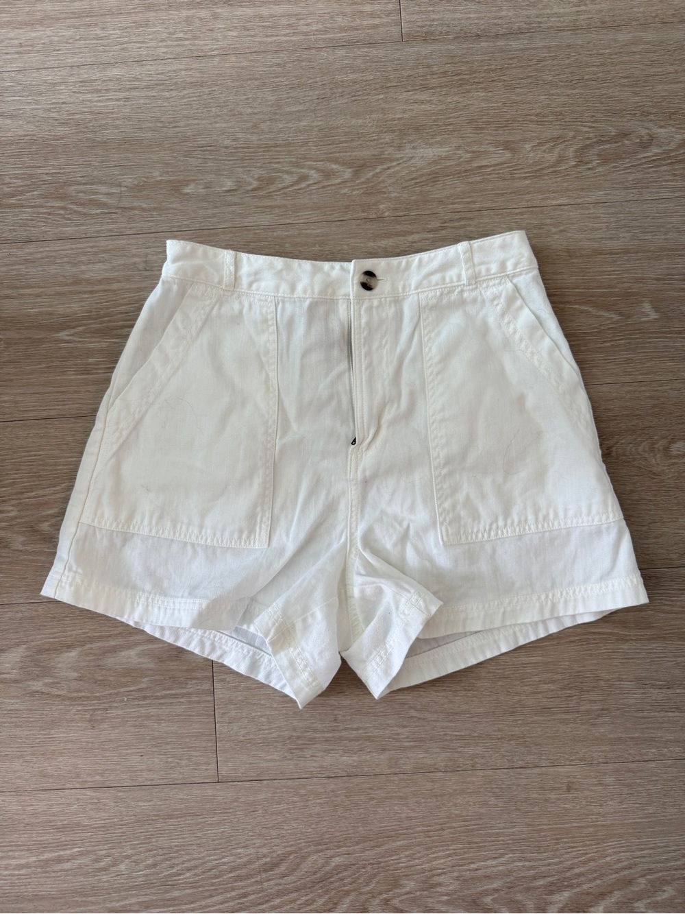 White High-Waist Cotton Jean Shorts